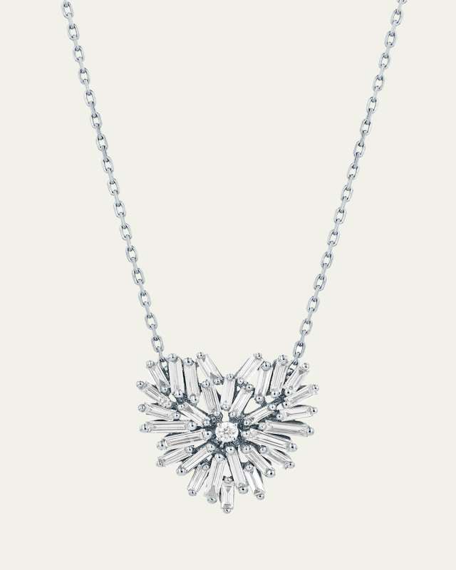 18k White Gold Diamond Mini Heart Necklace